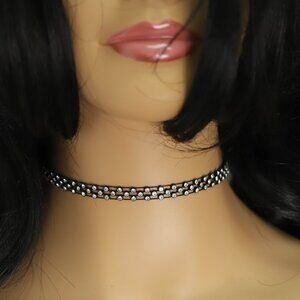 Sparkly White Stones Choker Necklace Adjustable Length Rhinestone Chokers  (#37)